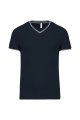 Heren T-shirt V Hals Kariban K374 NAVY-LIGHT GREY-WHITE